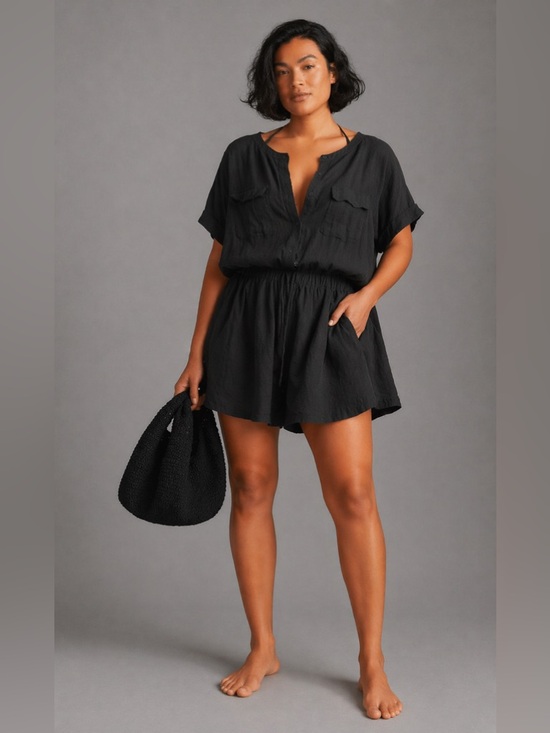 GAP Other - GAP Black Short-Sleeve Swim Cover-Up Romper